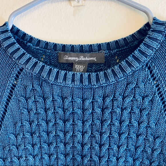 NWOT Tommy Bahama Knit Sweater Blue Navy Crochet - Picture 3 of 7